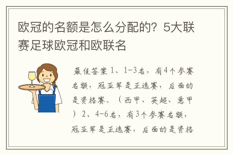 欧冠的名额是怎么分配的？5大联赛足球欧冠和欧联名