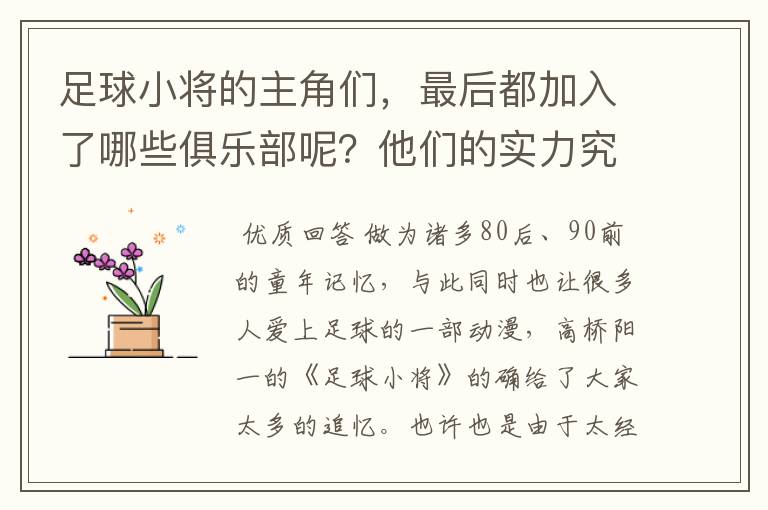 足球小将的主角们，最后都加入了哪些俱乐部呢？他们的实力究竟怎么样？