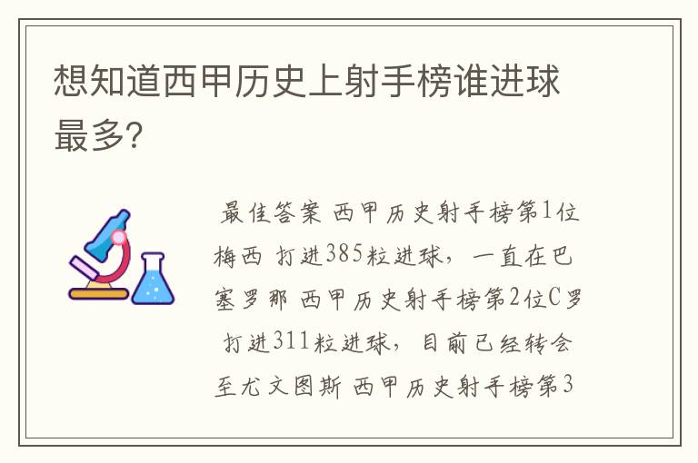 想知道西甲历史上射手榜谁进球最多？