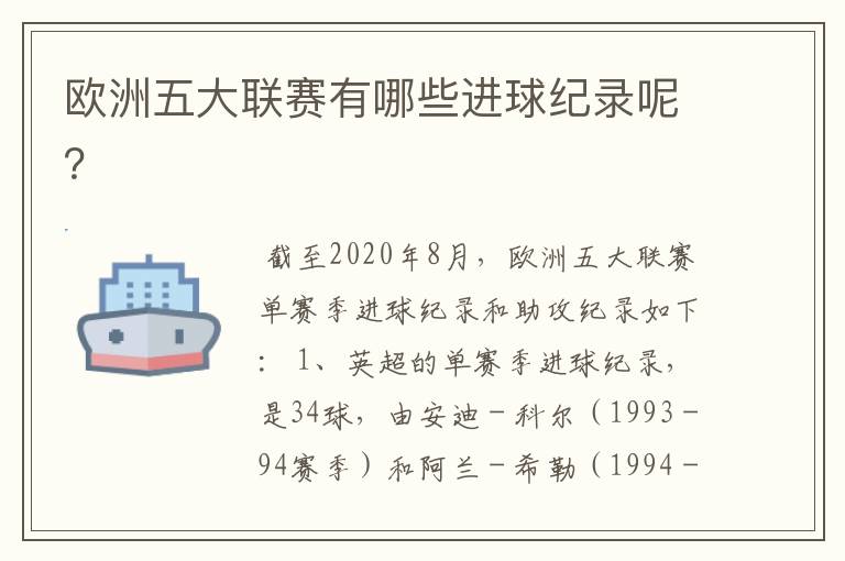 欧洲五大联赛有哪些进球纪录呢？