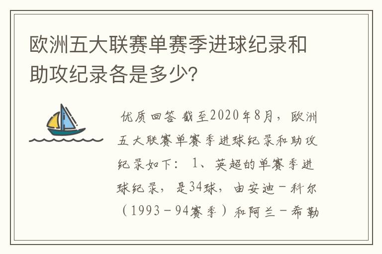 欧洲五大联赛单赛季进球纪录和助攻纪录各是多少？