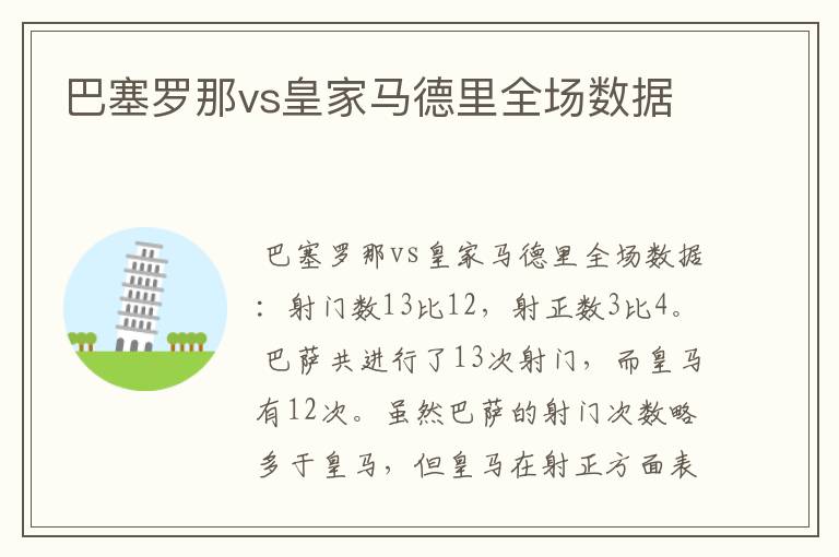 巴塞罗那vs皇家马德里全场数据