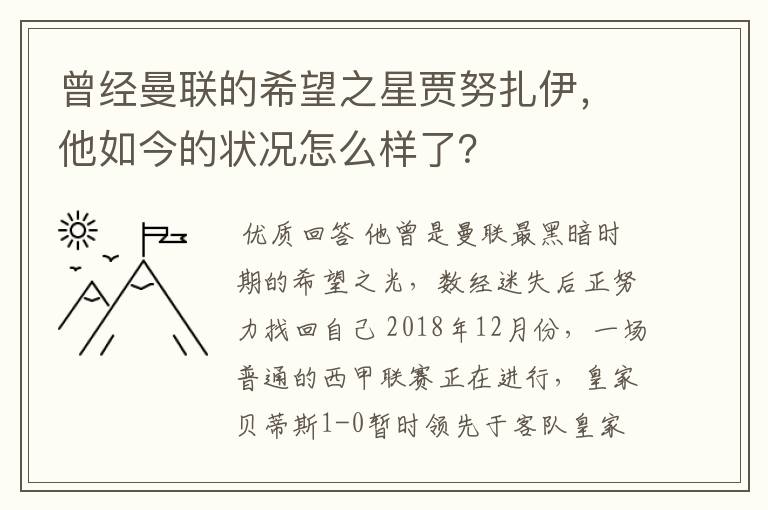 曾经曼联的希望之星贾努扎伊，他如今的状况怎么样了？