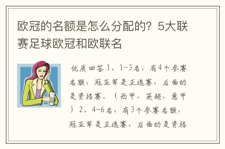 欧冠的名额是怎么分配的？5大联赛足球欧冠和欧联名