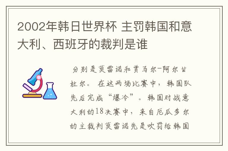 2002年韩日世界杯 主罚韩国和意大利、西班牙的裁判是谁