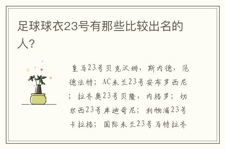 足球球衣23号有那些比较出名的人?