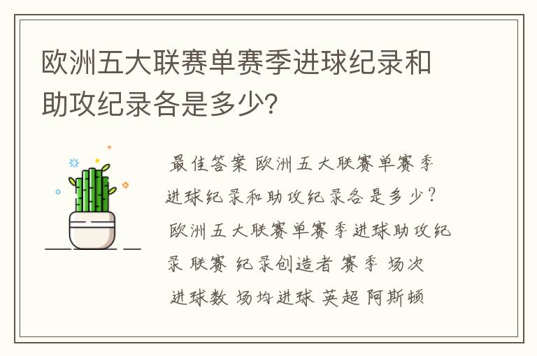 欧洲五大联赛单赛季进球纪录和助攻纪录各是多少？