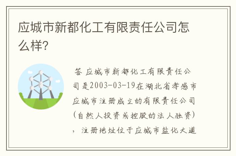 应城市新都化工有限责任公司怎么样？