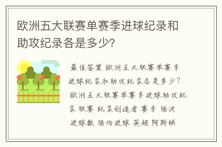 欧洲五大联赛单赛季进球纪录和助攻纪录各是多少？