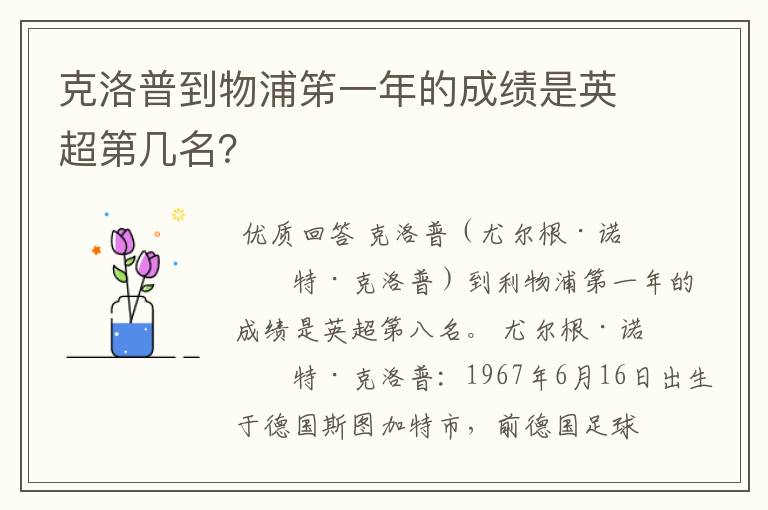 克洛普到物浦笫一年的成绩是英超第几名？