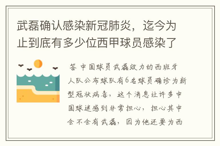 武磊确认感染新冠肺炎，迄今为止到底有多少位西甲球员感染了新冠病毒？