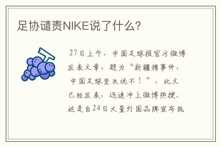 足协谴责NIKE说了什么？