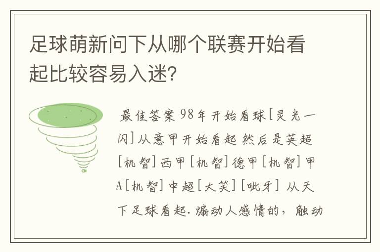 足球萌新问下从哪个联赛开始看起比较容易入迷？