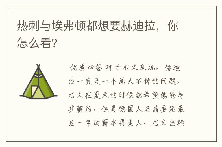 热刺与埃弗顿都想要赫迪拉，你怎么看？