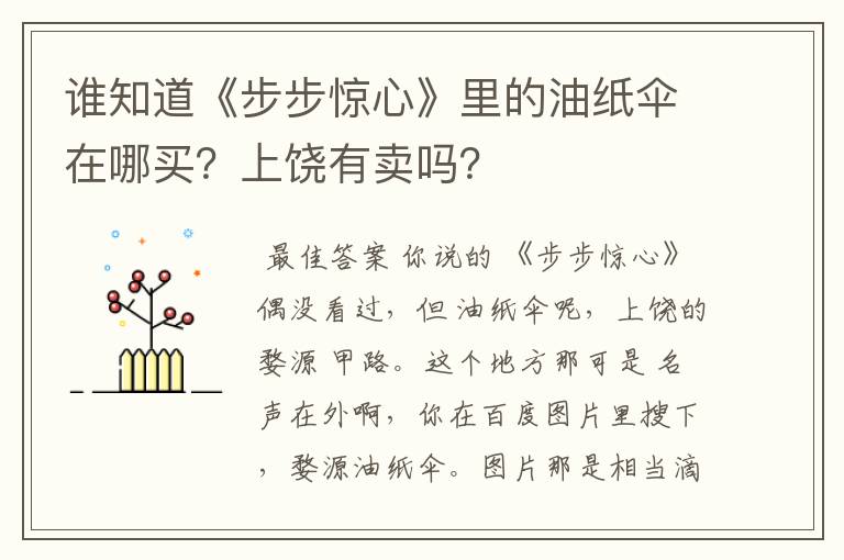 谁知道《步步惊心》里的油纸伞在哪买？上饶有卖吗？