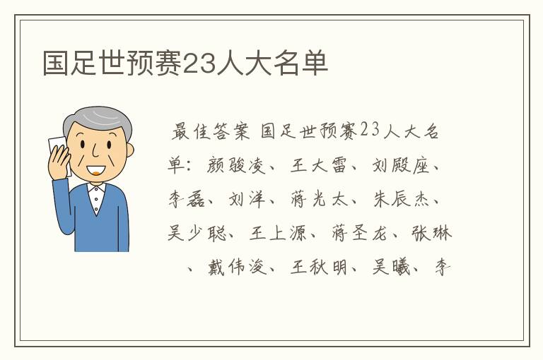 国足世预赛23人大名单