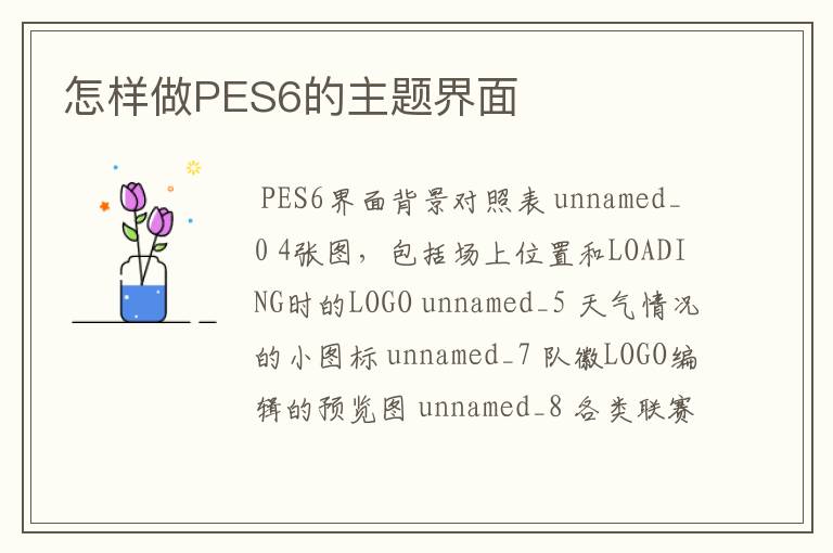 怎样做PES6的主题界面