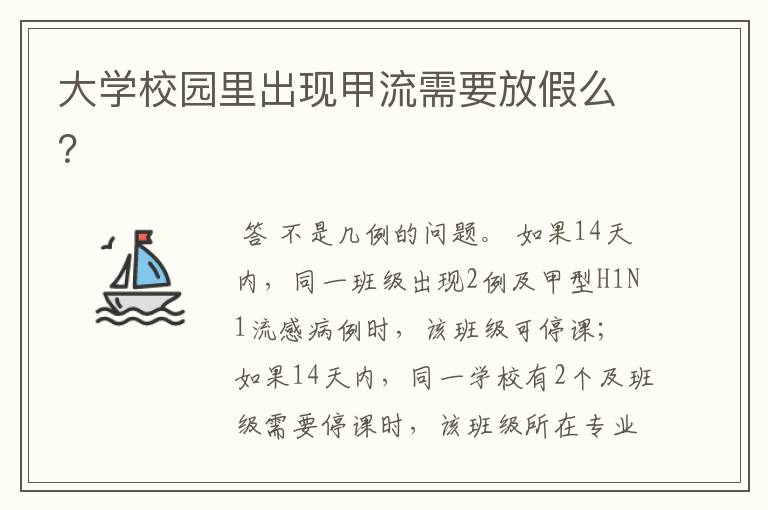 大学校园里出现甲流需要放假么？