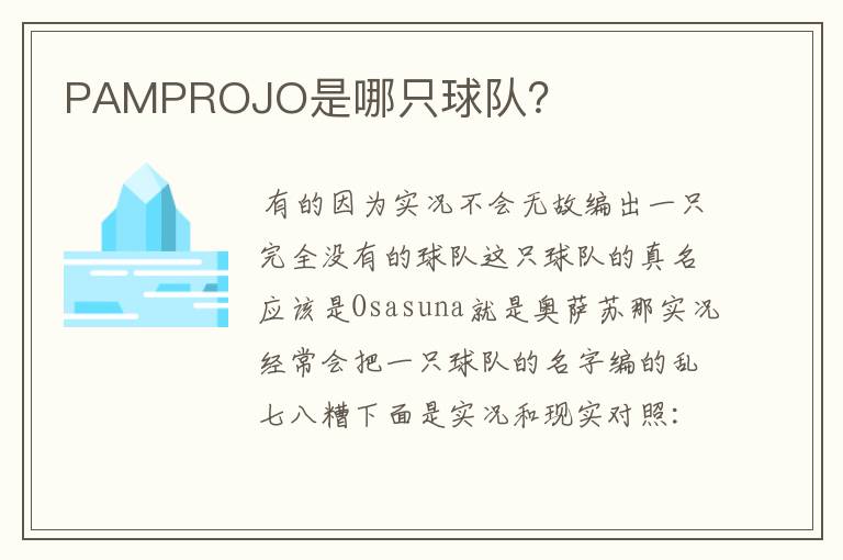 PAMPROJO是哪只球队？