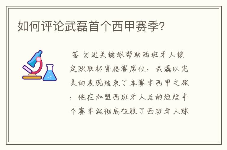 如何评论武磊首个西甲赛季？