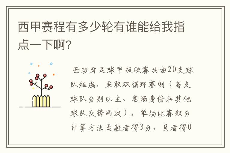 西甲赛程有多少轮有谁能给我指点一下啊?