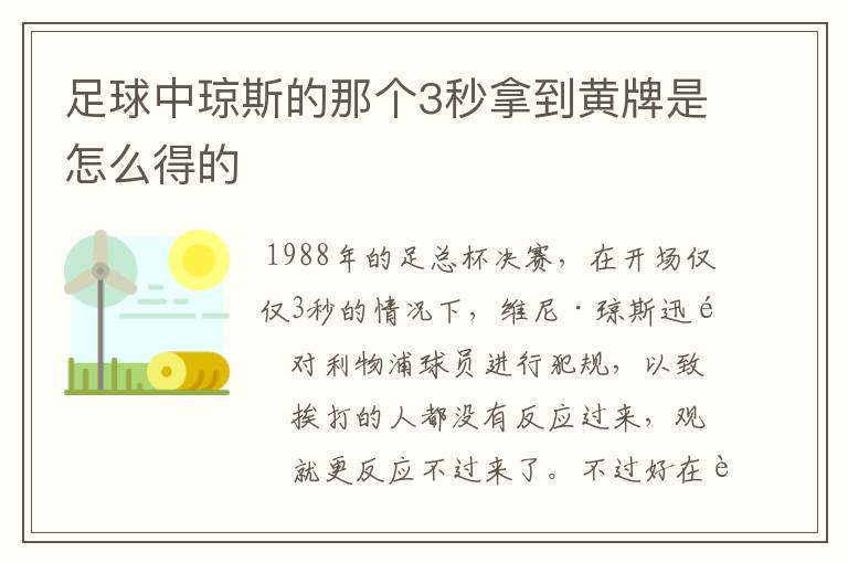 足球中琼斯的那个3秒拿到黄牌是怎么得的