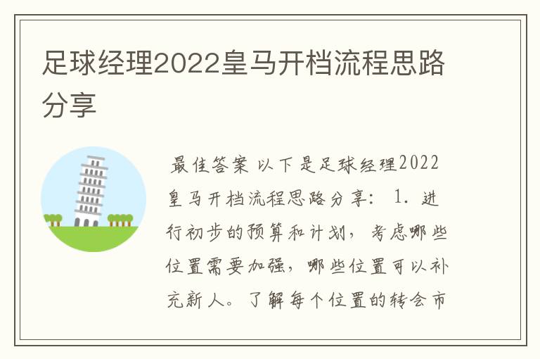 足球经理2022皇马开档流程思路分享