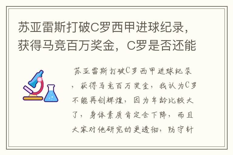 苏亚雷斯打破C罗西甲进球纪录，获得马竞百万奖金，C罗是否还能再创辉煌？