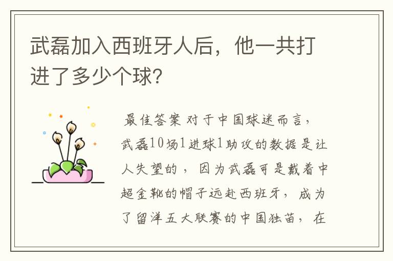 武磊加入西班牙人后，他一共打进了多少个球？