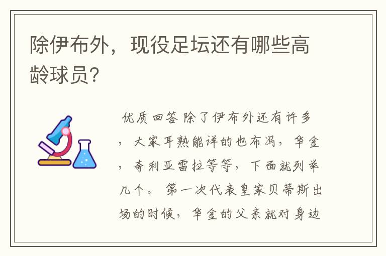 除伊布外，现役足坛还有哪些高龄球员？