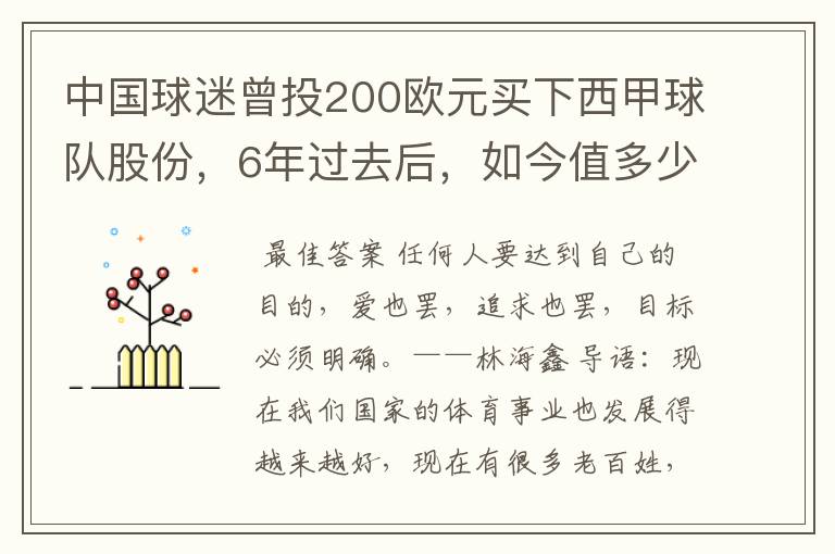 中国球迷曾投200欧元买下西甲球队股份，6年过去后，如今值多少？