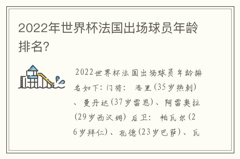 2022年世界杯法国出场球员年龄排名？