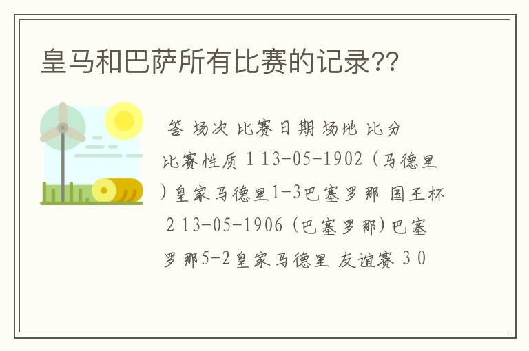 皇马和巴萨所有比赛的记录??