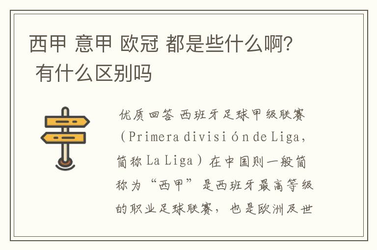 西甲 意甲 欧冠 都是些什么啊？ 有什么区别吗