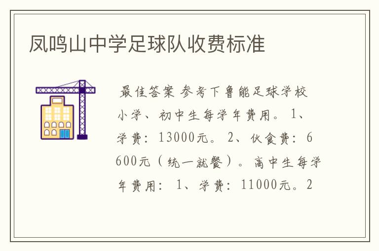 凤鸣山中学足球队收费标准