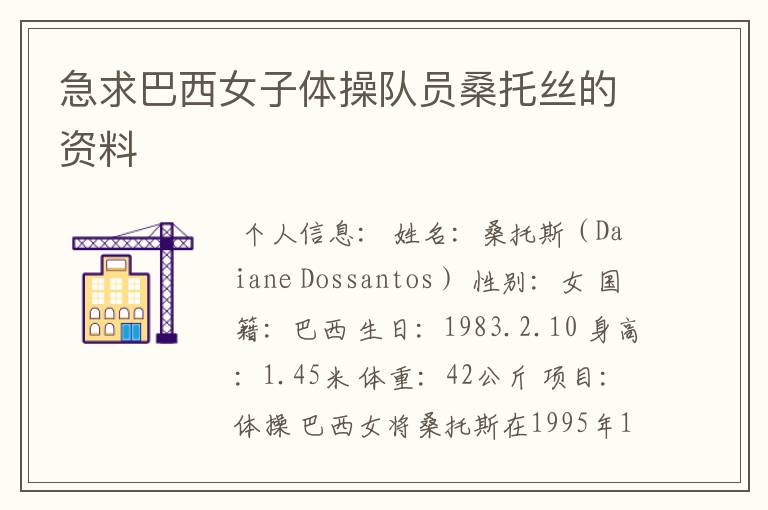 急求巴西女子体操队员桑托丝的资料