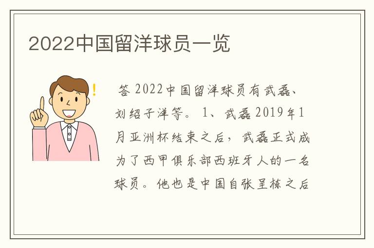 2022中国留洋球员一览