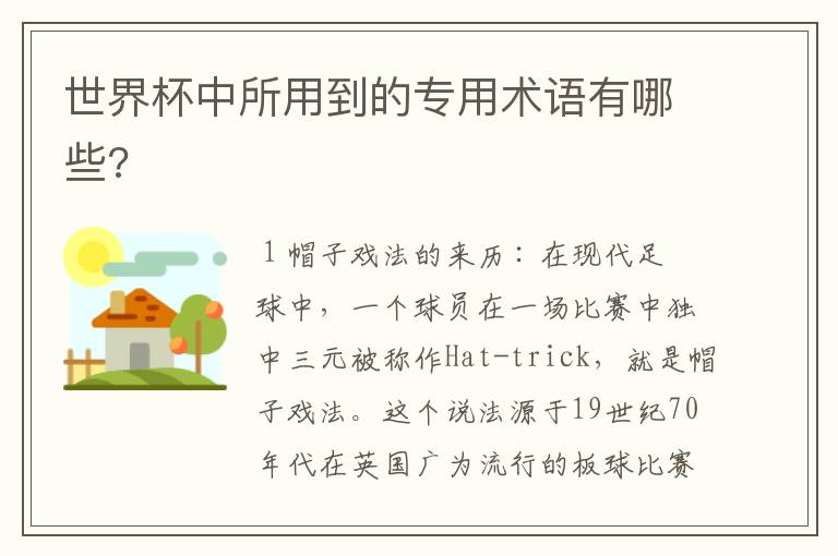 世界杯中所用到的专用术语有哪些?