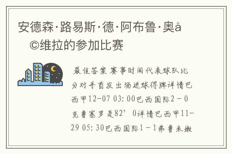 安德森·路易斯·德·阿布鲁·奥利维拉的参加比赛