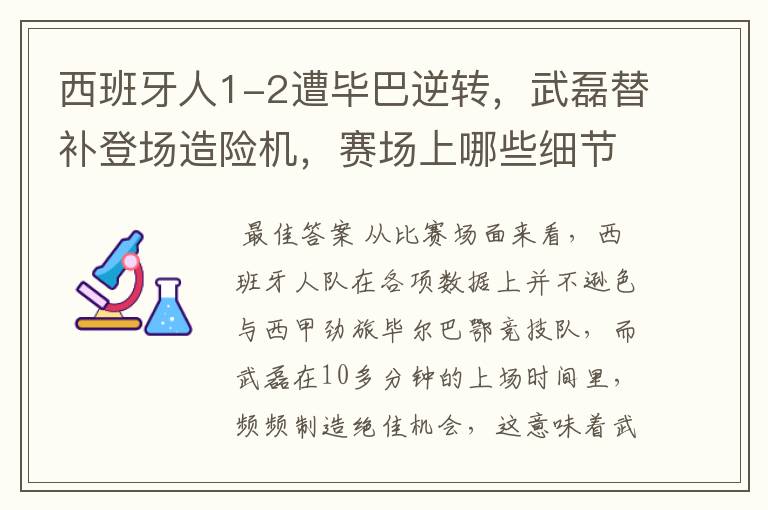 西班牙人1-2遭毕巴逆转，武磊替补登场造险机，赛场上哪些细节值得关注？