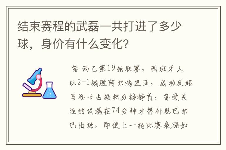 结束赛程的武磊一共打进了多少球，身价有什么变化？