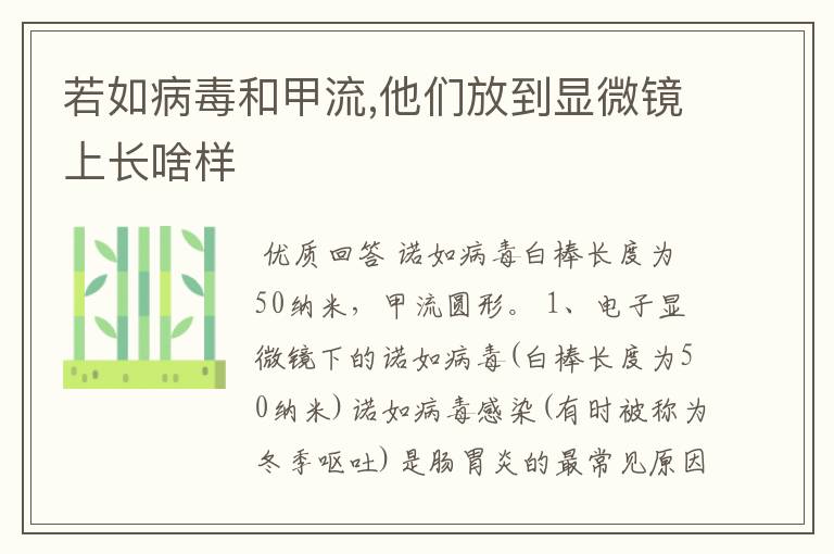 若如病毒和甲流,他们放到显微镜上长啥样