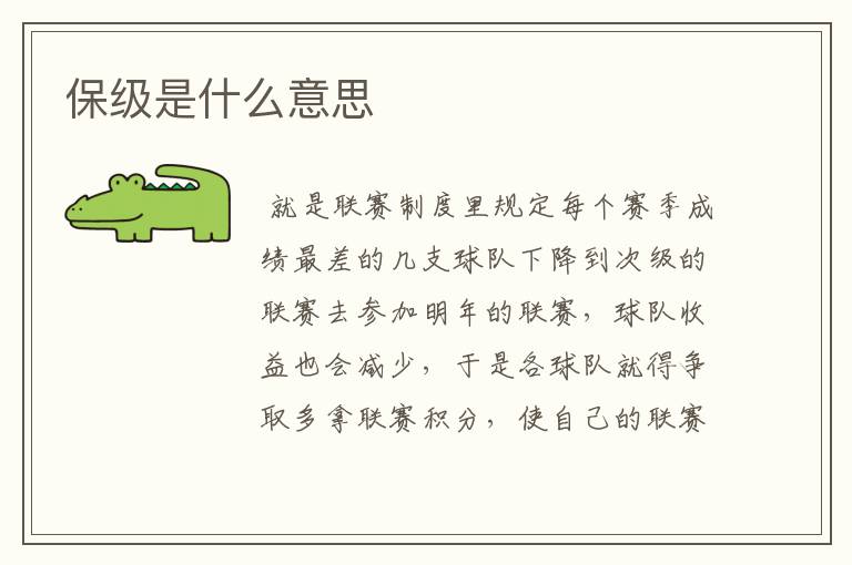 保级是什么意思