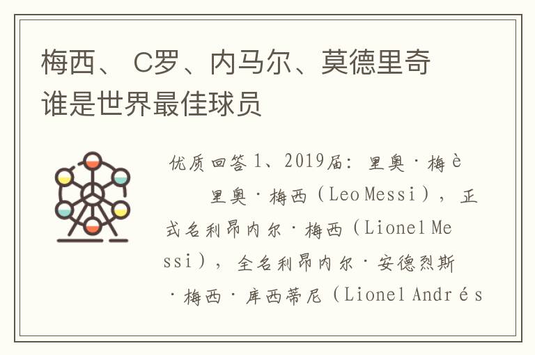 梅西、 C罗、内马尔、莫德里奇谁是世界最佳球员