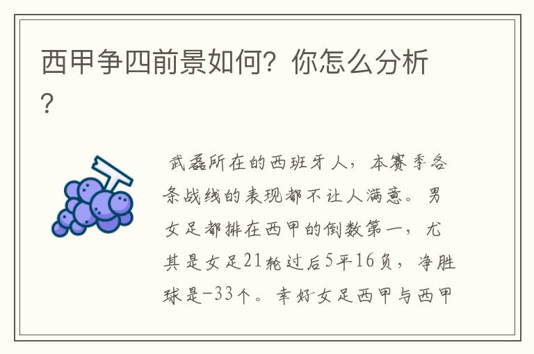 西甲争四前景如何？你怎么分析？