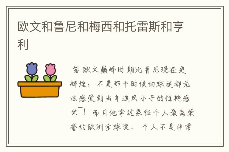 欧文和鲁尼和梅西和托雷斯和亨利