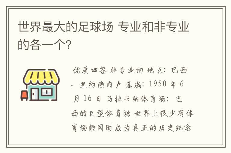 世界最大的足球场 专业和非专业的各一个？