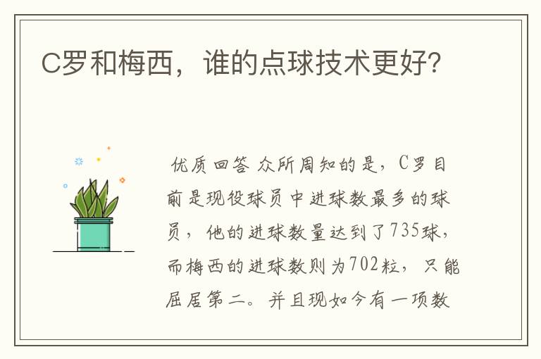 C罗和梅西，谁的点球技术更好？