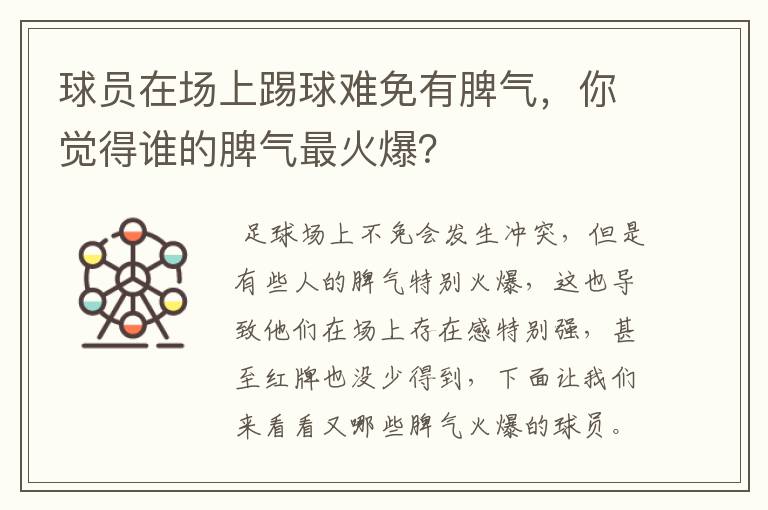 球员在场上踢球难免有脾气，你觉得谁的脾气最火爆？