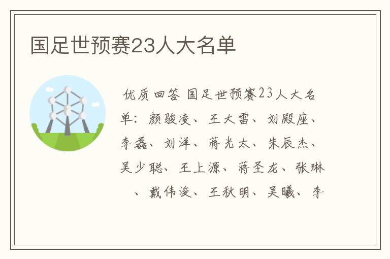 国足世预赛23人大名单